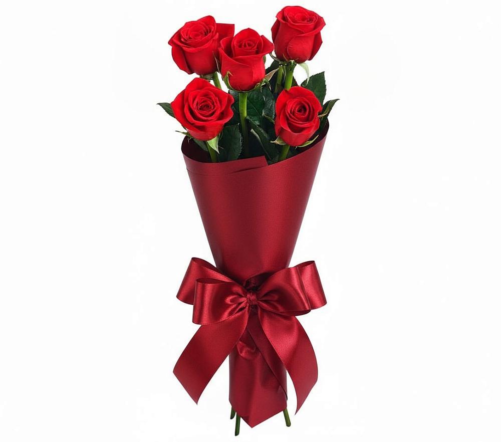 Букет 5 Красных роз Эдлесс Лав в Курджиново