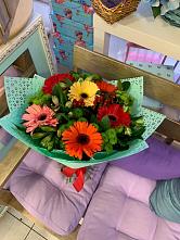 Букет цветов из:  Герберы, Хризантемы и Альстромерии #REPLACE_PRED# Курджиново