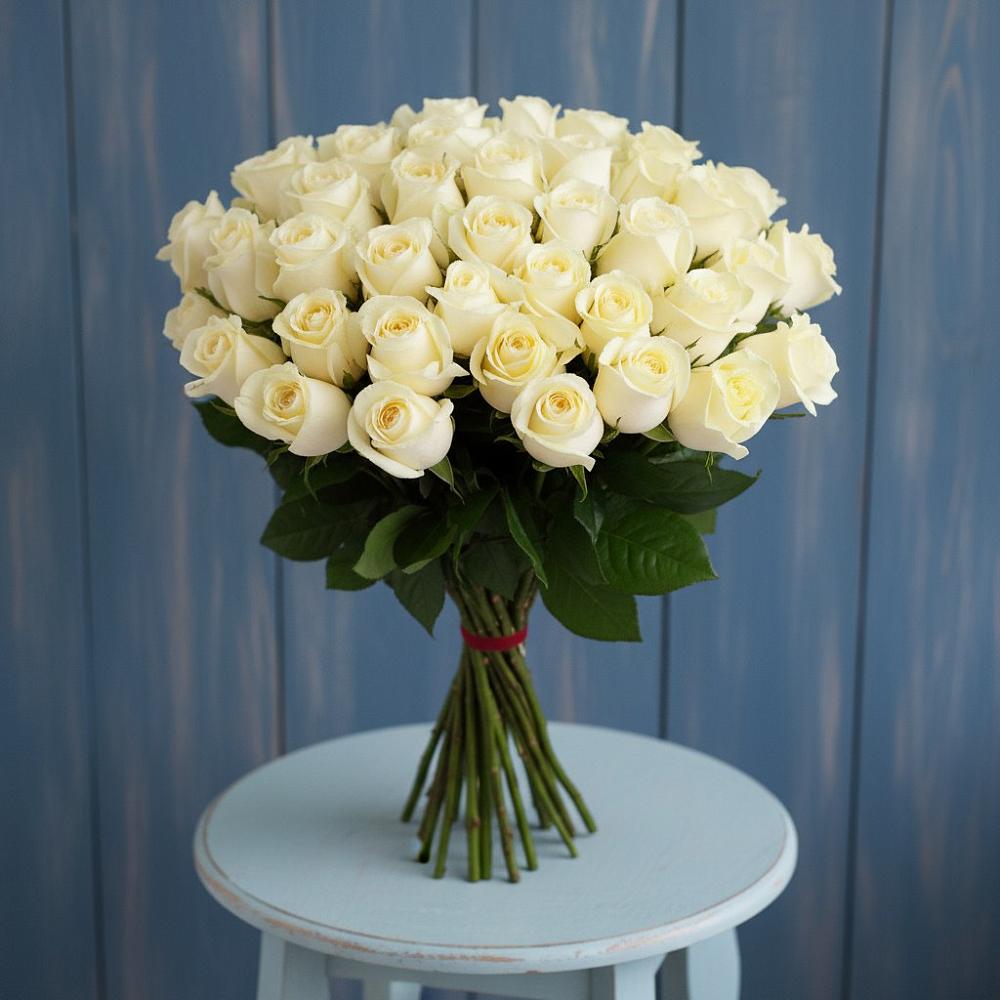 Букет 51 Белая роза Эдлесс Лав в Курджиново