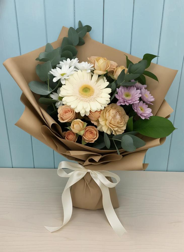 Букет цветов из: Герберы и Хризантемы в Курджиново