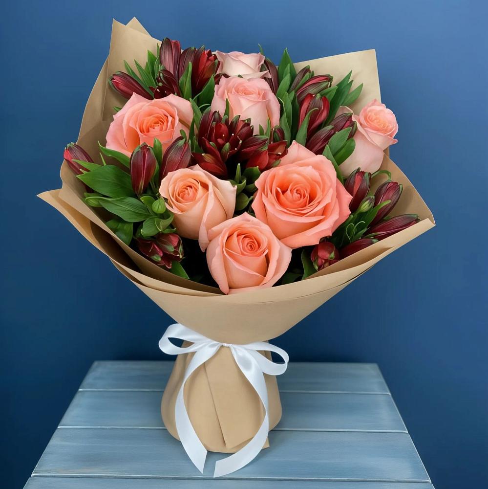 Букет цветов из: Розы и Альстромерии в Курджиново