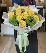 Букет цветов из:  Хризантемы и Розы #REPLACE_PRED# Курджиново