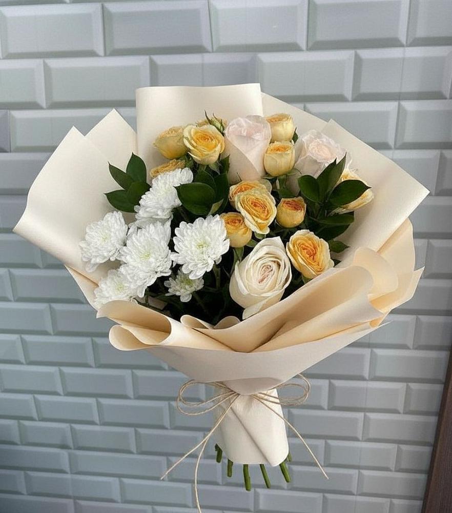 Букет цветов из: Розы и Хризантемы в Курджиново