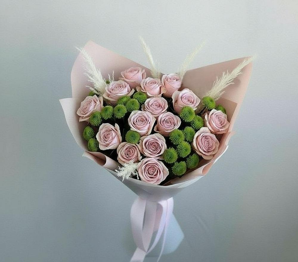 Букет цветов из: Розы и Хризантемы в Курджиново