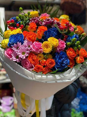 Букет цветов из: Розы и Хризантемы в Курджиново