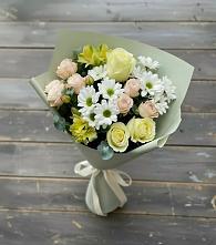 Букет цветов из:  Альстромерии, Розы и Хризантемы #REPLACE_PRED# Курджиново