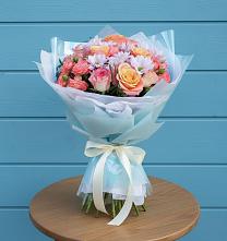 Букет цветов из:  Хризантемы и Розы в Курджиново