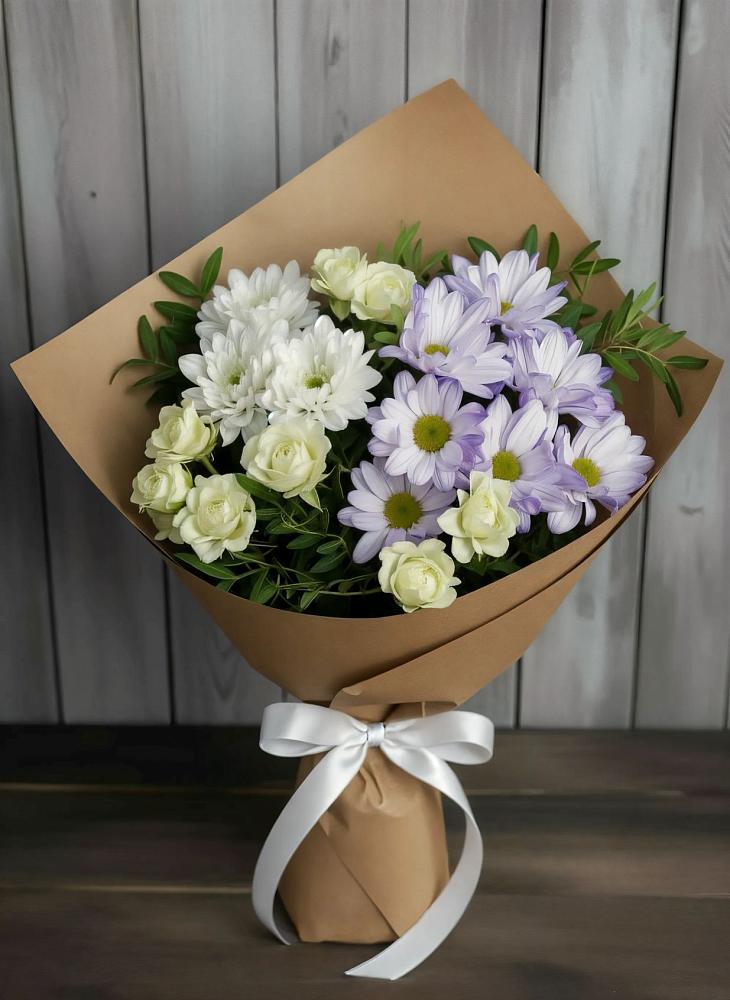 Букет цветов из: Хризантемы и Розы в Курджиново